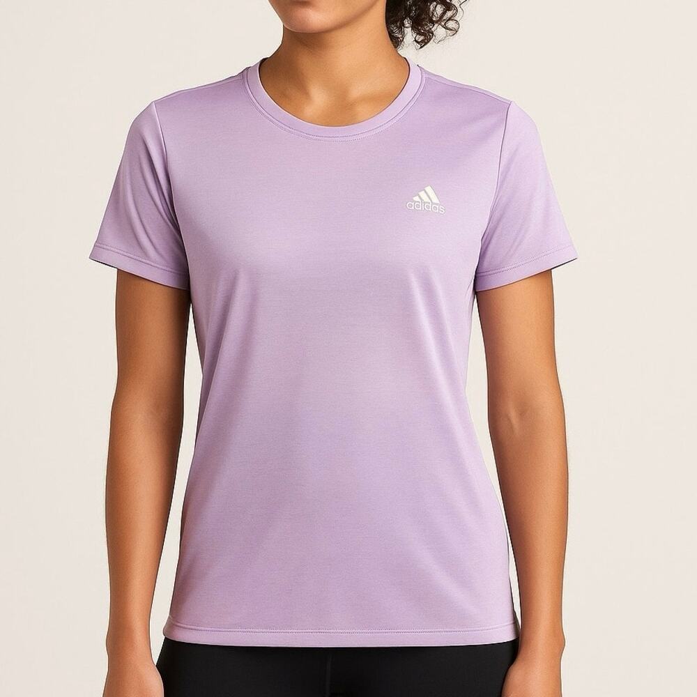 Adidas ADVW0032H Women’s Performance Tee – Lavender Moisture-Wicking Crew Neck